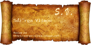 Sárga Vilmos névjegykártya